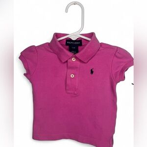 Ralph Lauren Pink Polo Shirt with Embroidered Logo and Puffed Sleeves